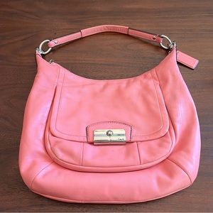 Coach F22306 Kristin Leather Zipper Shoulder Hobo Bag Pink